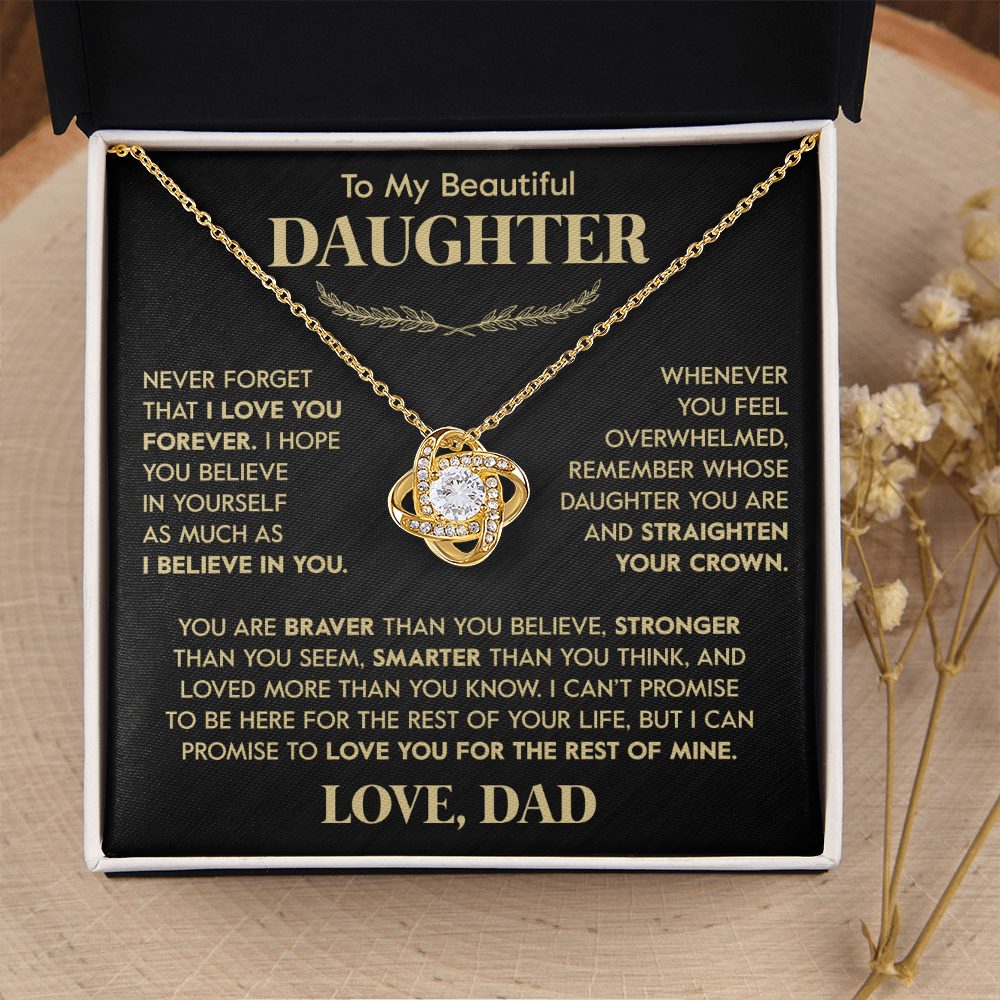 Beautiful Gift for Daughter From Dad "Never Forget That I Love You" Necklace