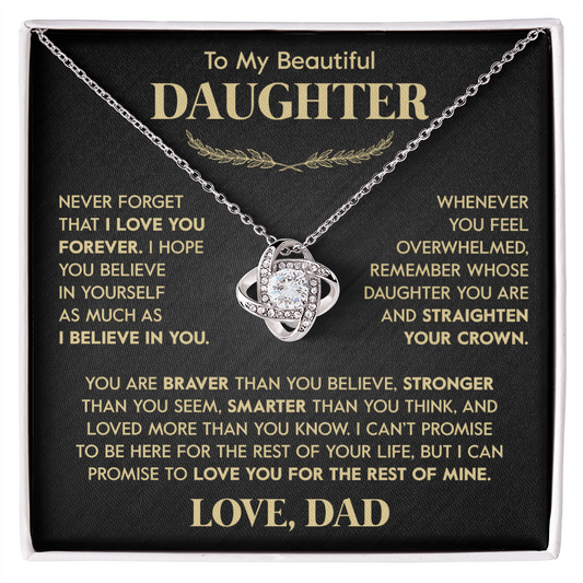 Beautiful Gift for Daughter From Dad "Never Forget That I Love You" Necklace