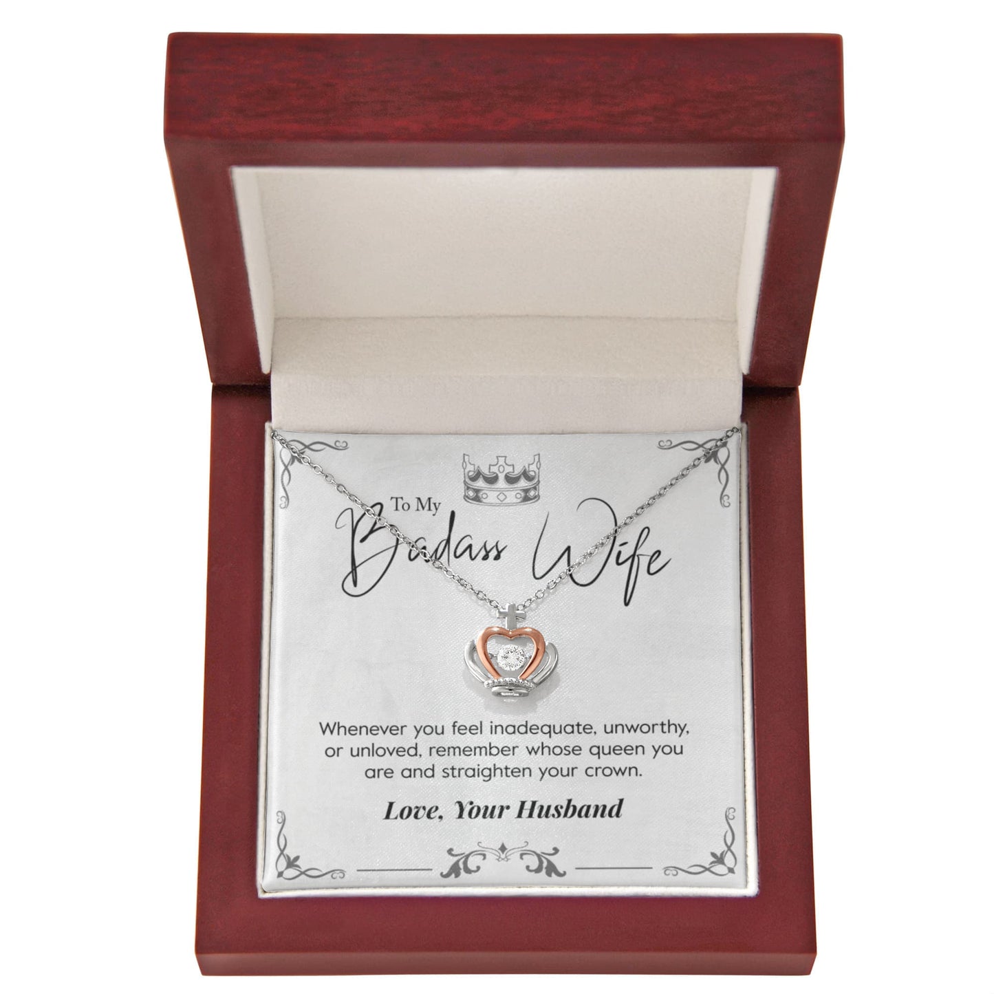 To My Badass Wife "Straighten Your Crown" Necklace