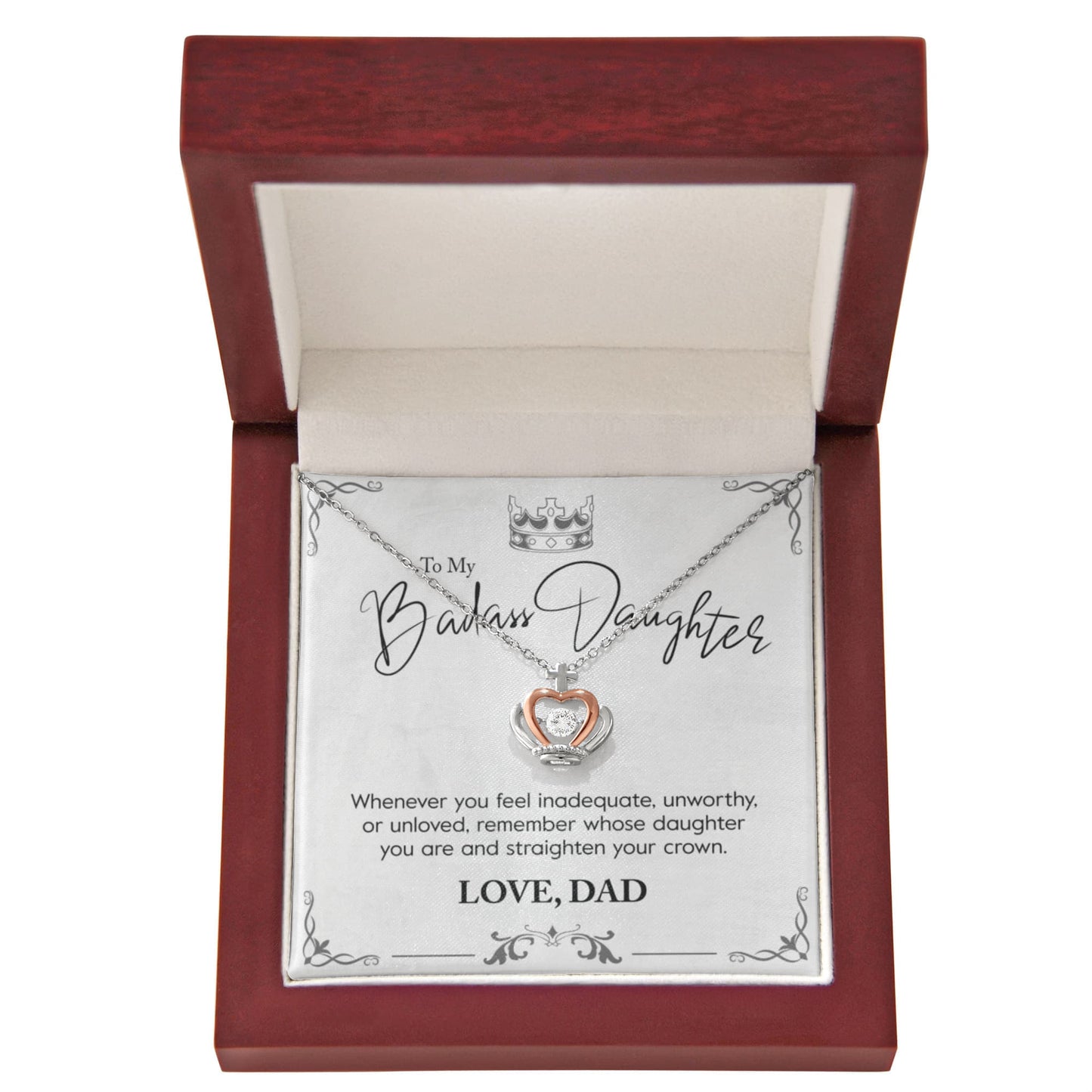 To My Badass Daughter from Dad "Straighten Your Crown" Necklace