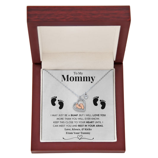 To My Mommy - Baby Feet Heart Pendant Necklace